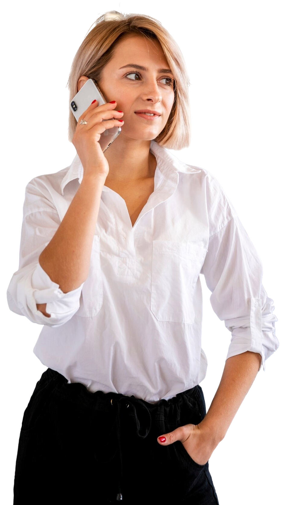front-view-woman-talking-phone
